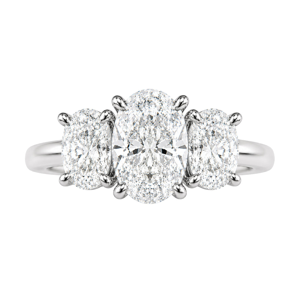 2.00-5.00 Carat T.W. Oval-cut Lab Grown Diamond (F/VS+) 14K Gold 3 Stone Ring