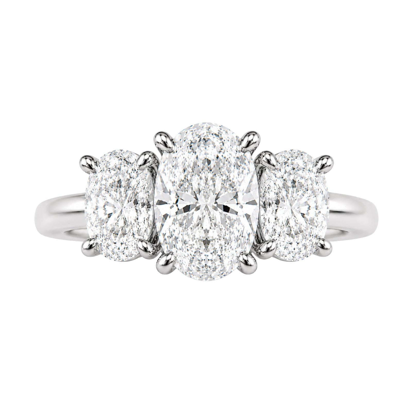 2.00-5.00 Carat T.W. Oval-cut Lab Grown Diamond (F/VS+) 14K Gold 3 Stone Ring