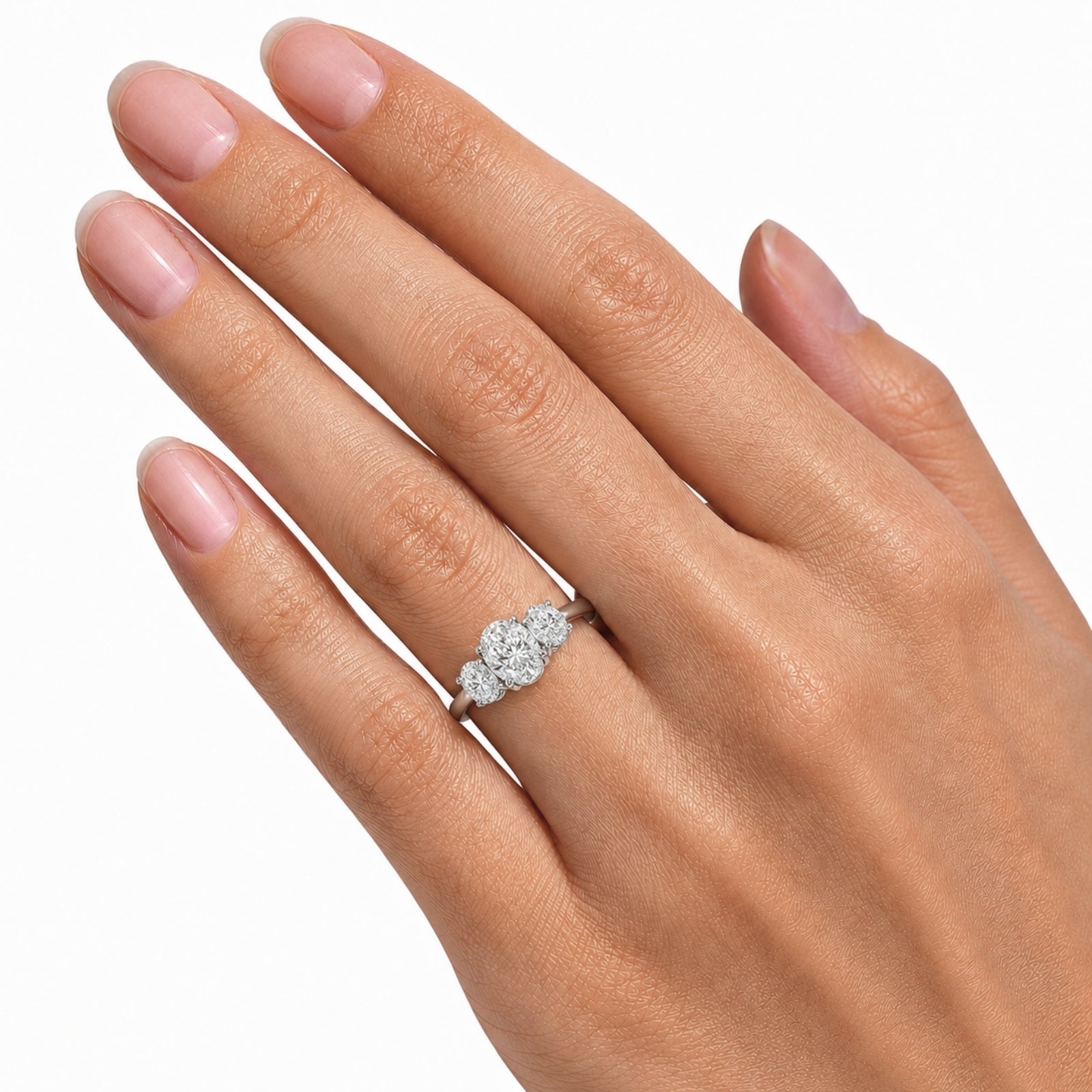 2.00-5.00 Carat T.W. Oval-cut Lab Grown Diamond (F/VS+) 14K Gold 3 Stone Ring