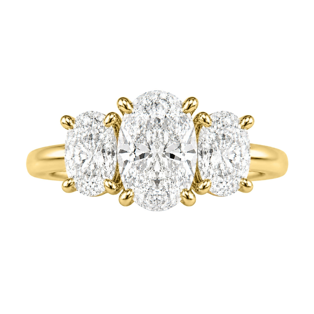 2.00-5.00 Carat T.W. Oval-cut Lab Grown Diamond (F/VS+) 14K Gold 3 Stone Ring