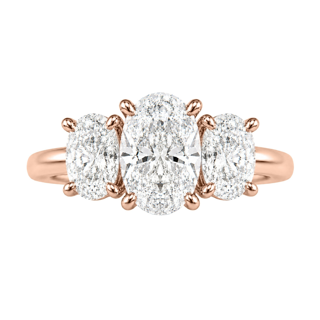 2.00-5.00 Carat T.W. Oval-cut Lab Grown Diamond (F/VS+) 14K Gold 3 Stone Ring