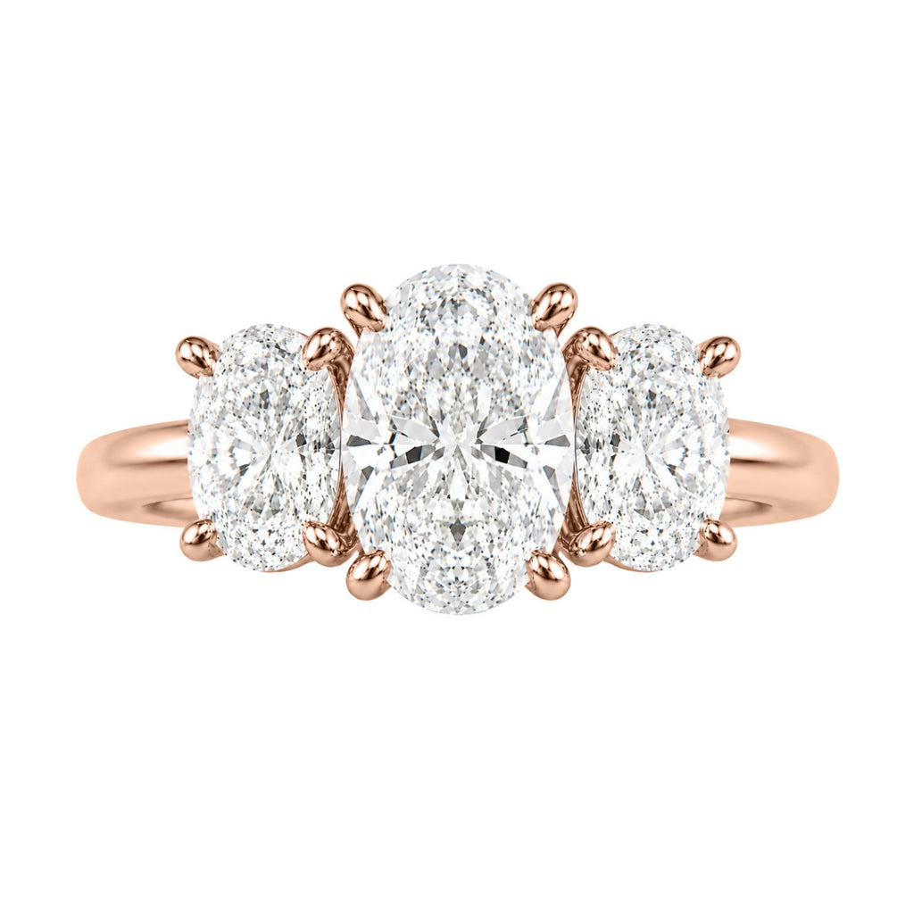 2.00-5.00 Carat T.W. Oval-cut Lab Grown Diamond (F/VS+) 14K Gold 3 Stone Ring