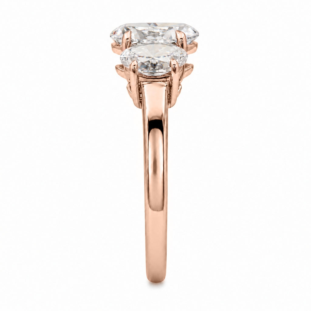 2.00-5.00 Carat T.W. Oval-cut Lab Grown Diamond (F/VS+) 14K Gold 3 Stone Ring