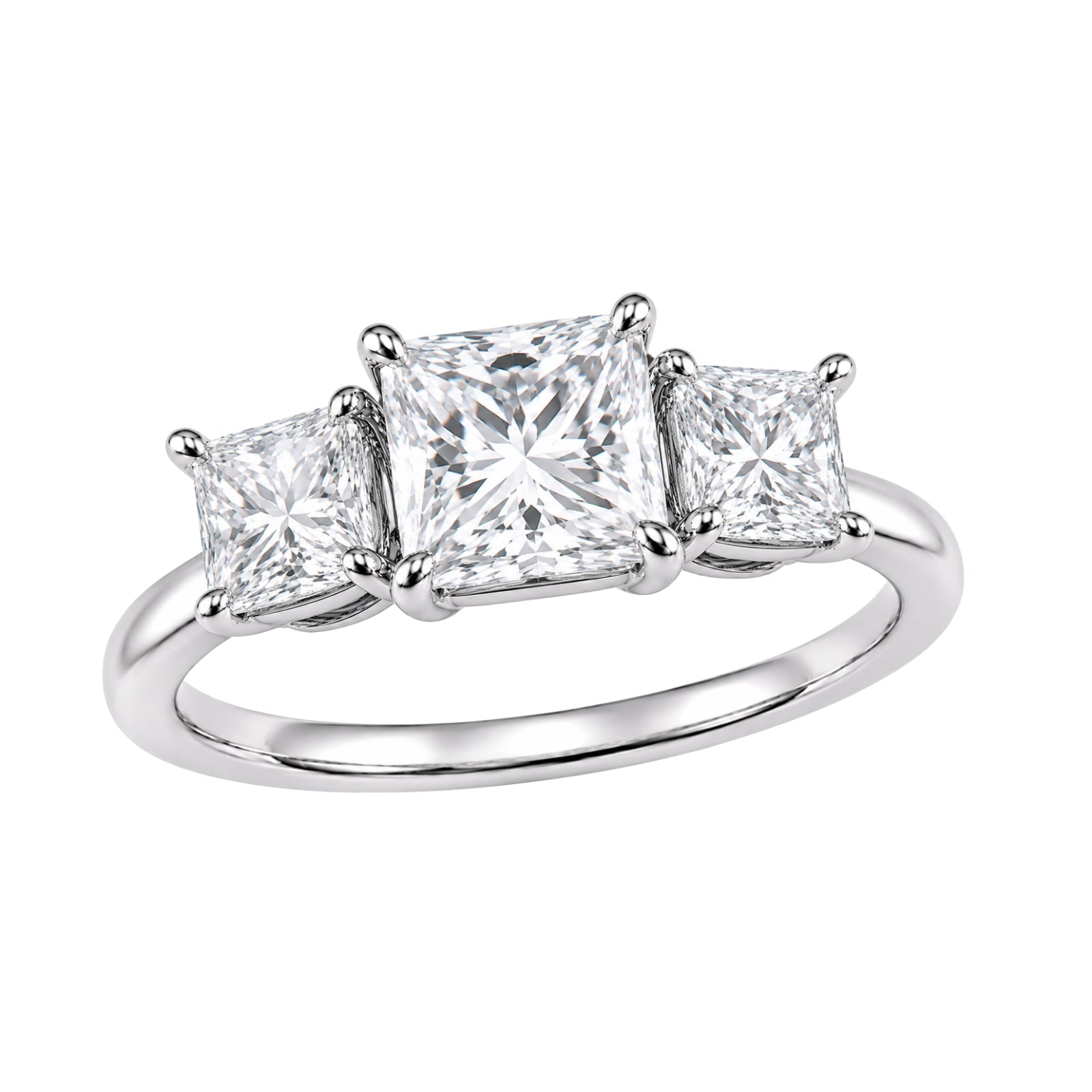 2.00-5.00 Carat T.W. Princess-cut Lab Grown Diamond (F/VS+) 14K Gold 3 Stone Ring