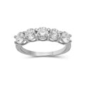 1.00-5.00 Carat T.W. Round-cut Lab Grown Diamond (F/VS+) 14K Gold 5 Stone Band Ring