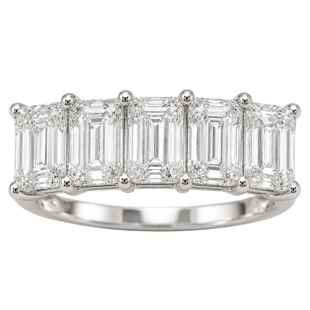 2.50-7.00 Carat T.W. Emerald-cut Lab Grown Diamond (F/VS+) 14K Gold 5 Stone Ring