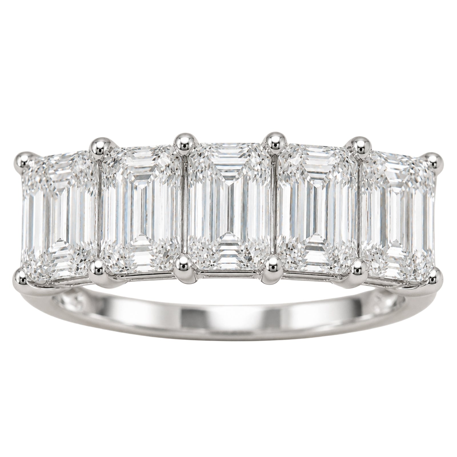 2.50-7.00 Carat T.W. Emerald-cut Lab Grown Diamond (F/VS+) 14K Gold 5 Stone Ring