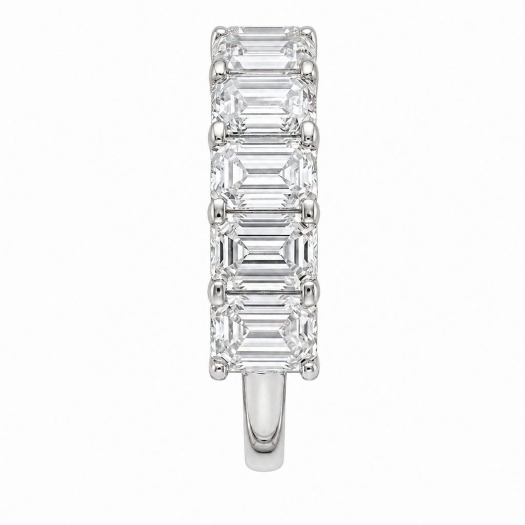 2.50-7.00 Carat T.W. Emerald-cut Lab Grown Diamond (F/VS+) 14K Gold 5 Stone Ring