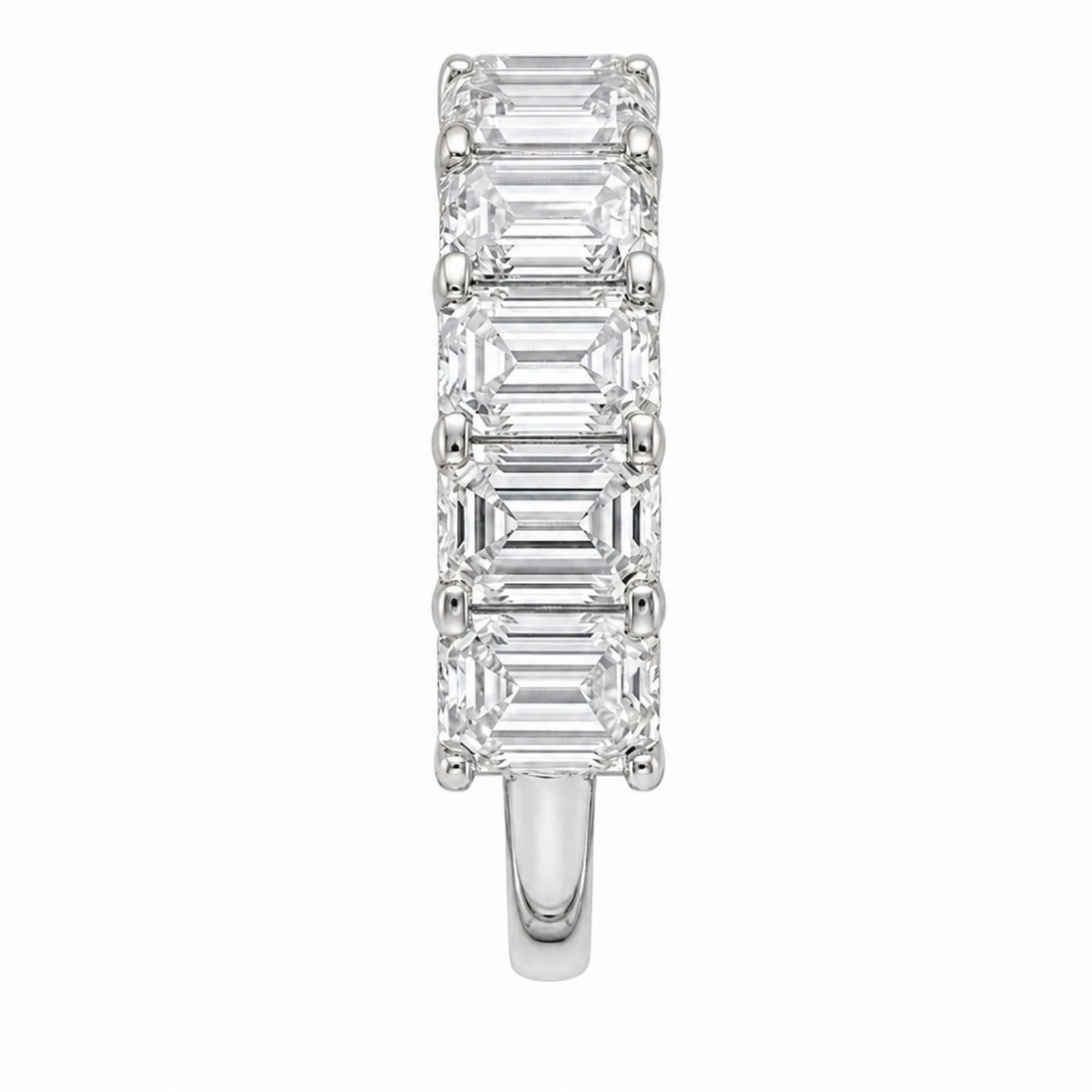 2.50-7.00 Carat T.W. Emerald-cut Lab Grown Diamond (F/VS+) 14K Gold 5 Stone Ring