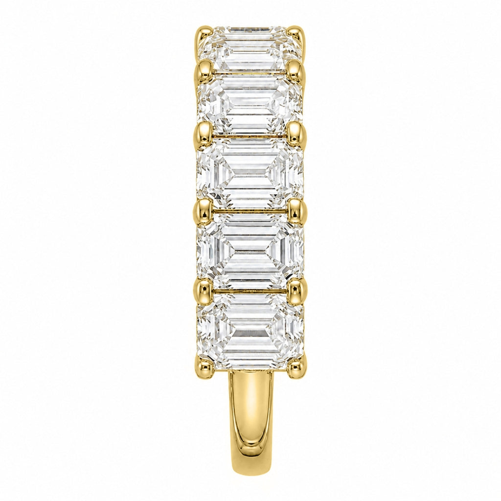 2.50-7.00 Carat T.W. Emerald-cut Lab Grown Diamond (F/VS+) 14K Gold 5 Stone Ring