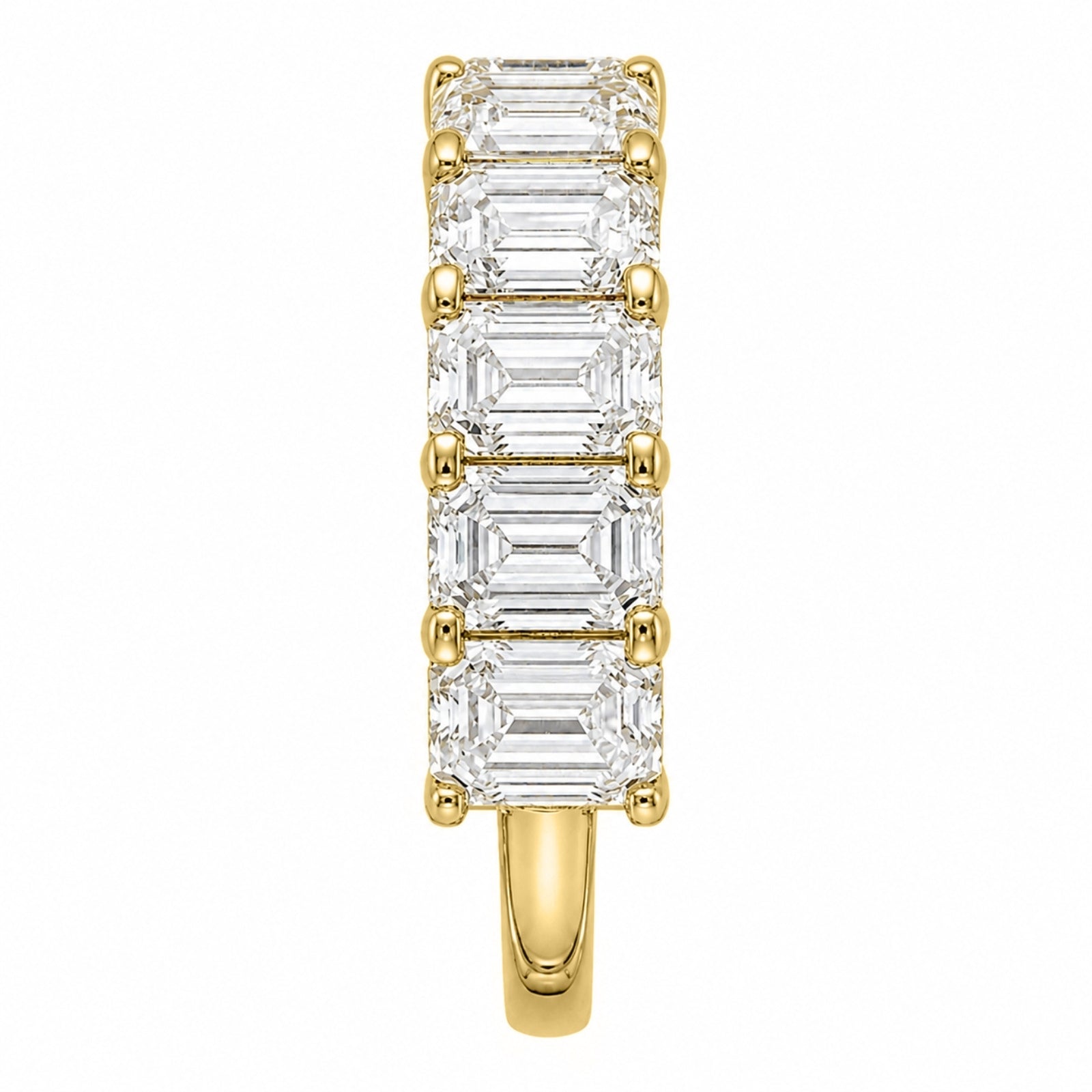 2.50-7.00 Carat T.W. Emerald-cut Lab Grown Diamond (F/VS+) 14K Gold 5 Stone Ring