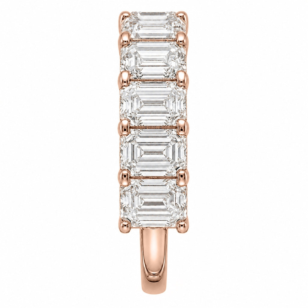 2.50-7.00 Carat T.W. Emerald-cut Lab Grown Diamond (F/VS+) 14K Gold 5 Stone Ring