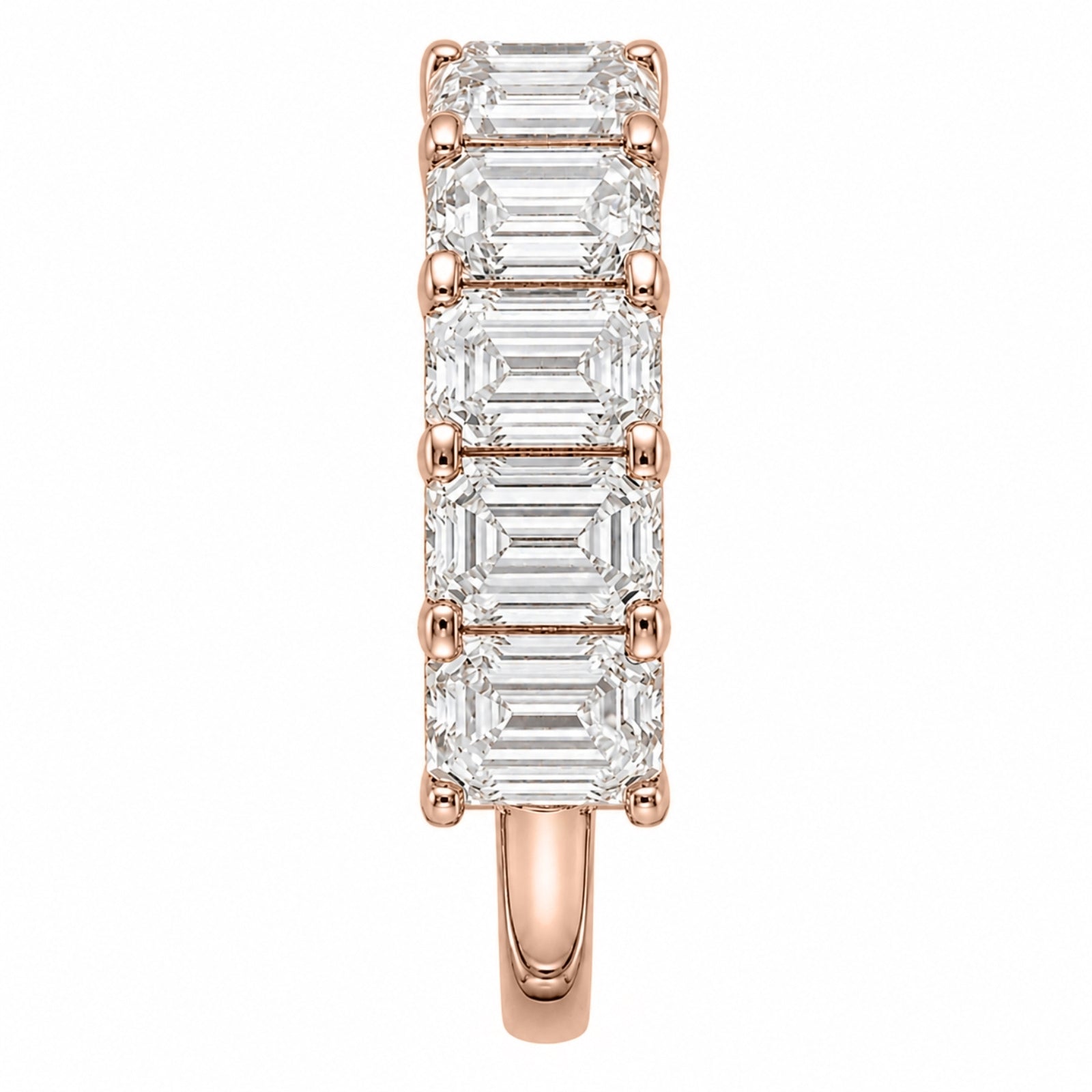 2.50-7.00 Carat T.W. Emerald-cut Lab Grown Diamond (F/VS+) 14K Gold 5 Stone Ring