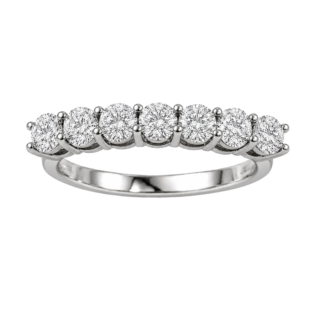 2.00-5.00 Carat T.W. Round-cut Lab Grown Diamond (F/VS+) 14K Gold 7 Stone Band Ring