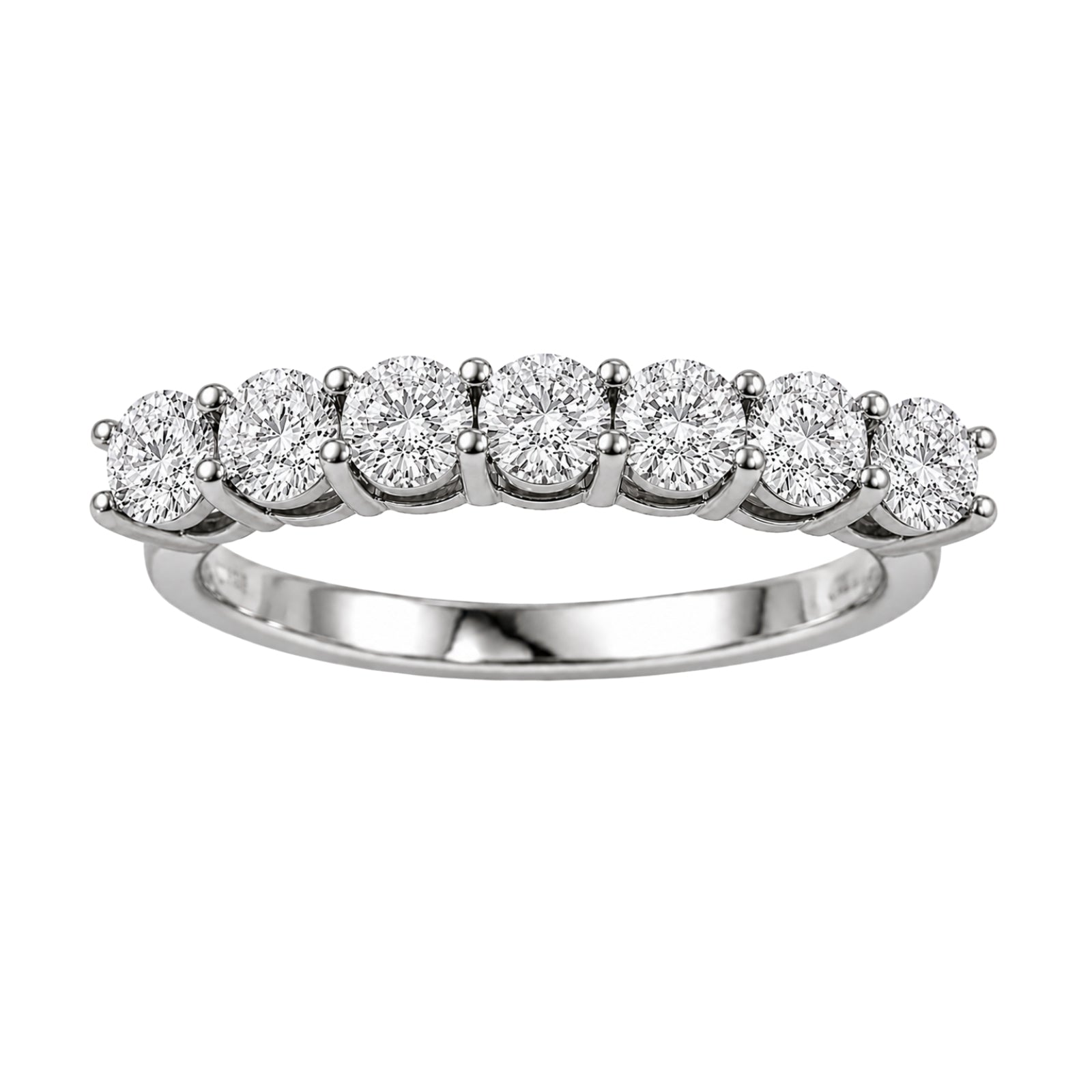 2.00-5.00 Carat T.W. Round-cut Lab Grown Diamond (F/VS+) 14K Gold 7 Stone Band Ring