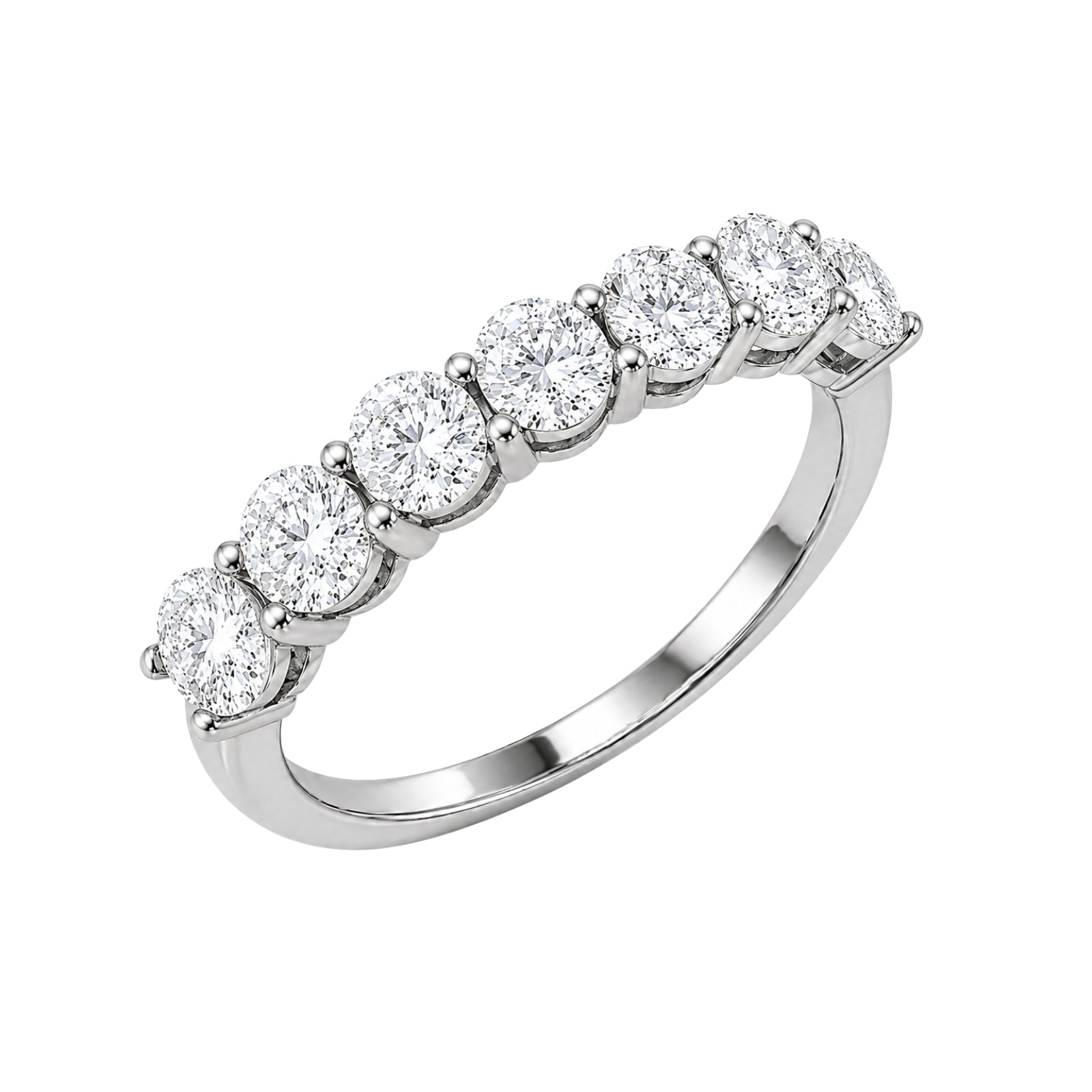 2.00-5.00 Carat T.W. Round-cut Lab Grown Diamond (F/VS+) 14K Gold 7 Stone Band Ring