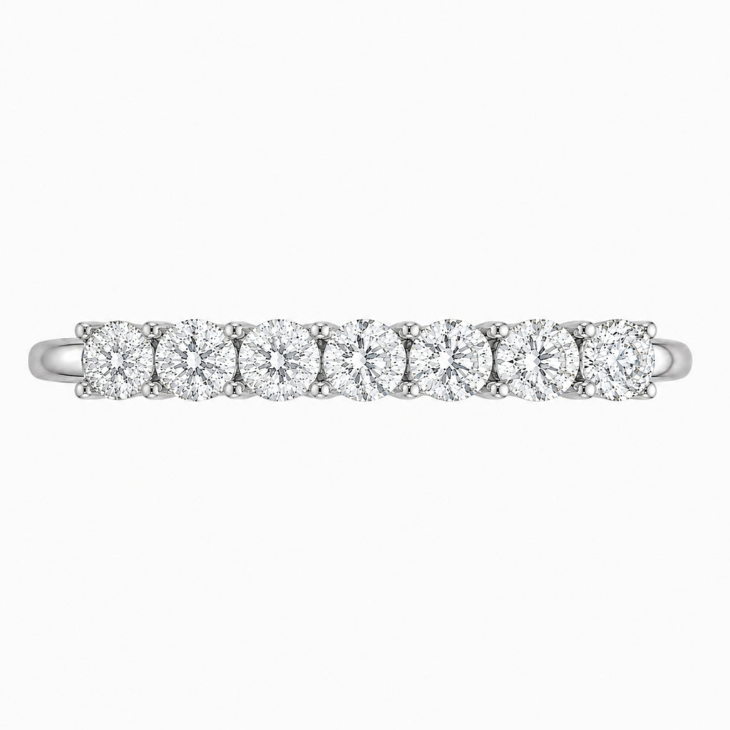 2.00-5.00 Carat T.W. Round-cut Lab Grown Diamond (F/VS+) 14K Gold 7 Stone Band Ring