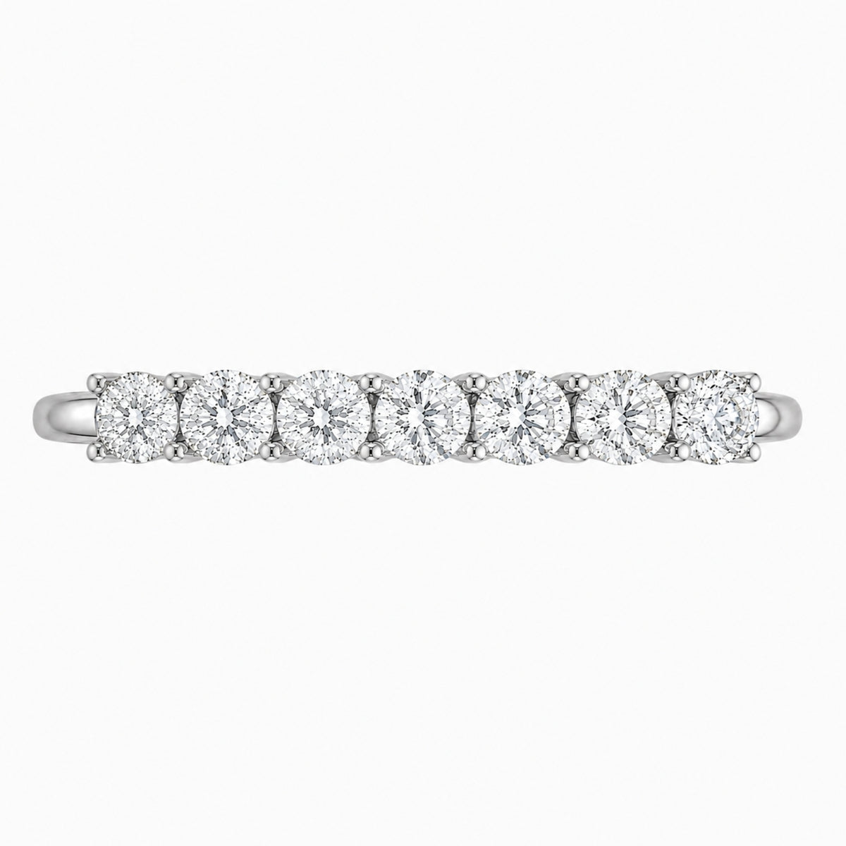2.00-5.00 Carat T.W. Round-cut Lab Grown Diamond (F/VS+) 14K Gold 7 Stone Band Ring