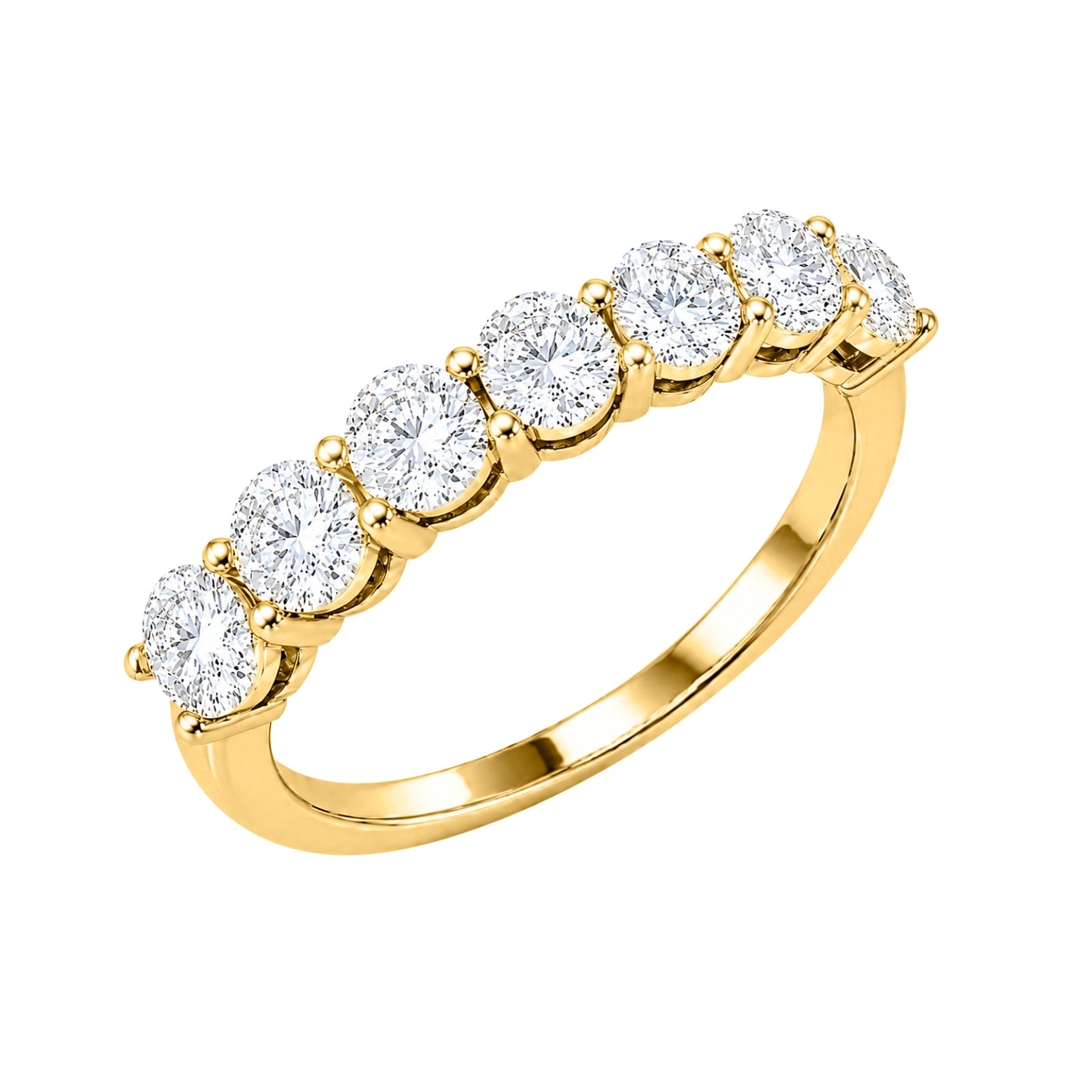 2.00-5.00 Carat T.W. Round-cut Lab Grown Diamond (F/VS+) 14K Gold 7 Stone Band Ring