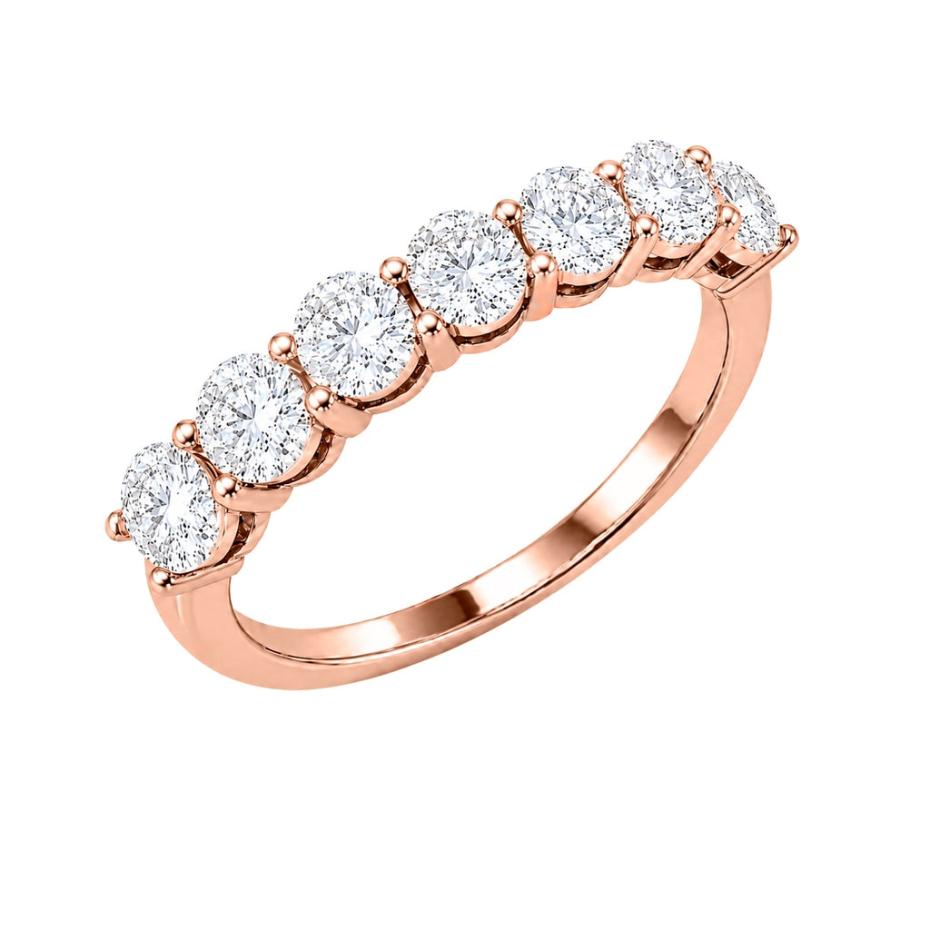 2.00-5.00 Carat T.W. Round-cut Lab Grown Diamond (F/VS+) 14K Gold 7 Stone Band Ring