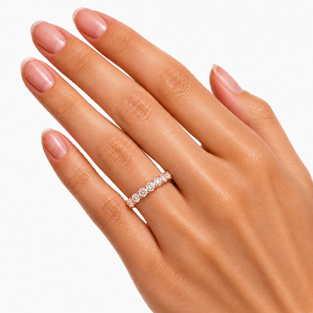 2.00-5.00 Carat T.W. Round-cut Lab Grown Diamond (F/VS+) 14K Gold 7 Stone Band Ring