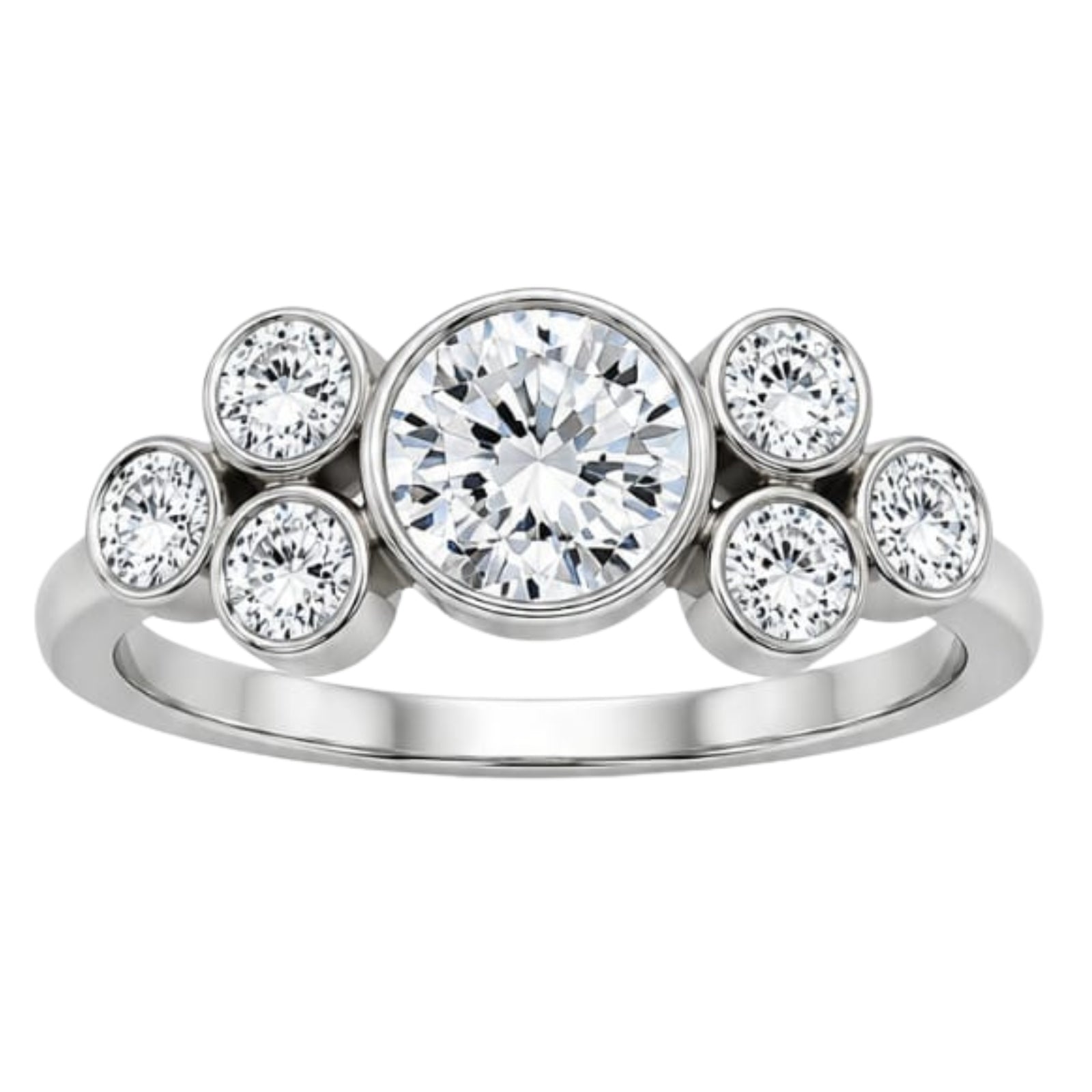 2.00 Carat T.W. Round-cut Lab Grown Diamond (F/VS+) 14K Gold Bezel Set 7 Stone Ring