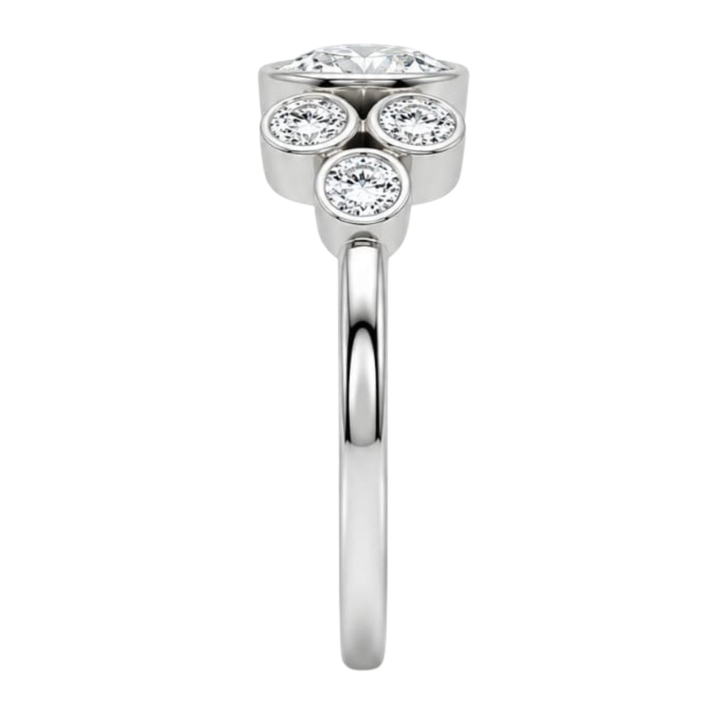 2.00 Carat T.W. Round-cut Lab Grown Diamond (F/VS+) 14K Gold Bezel Set 7 Stone Ring