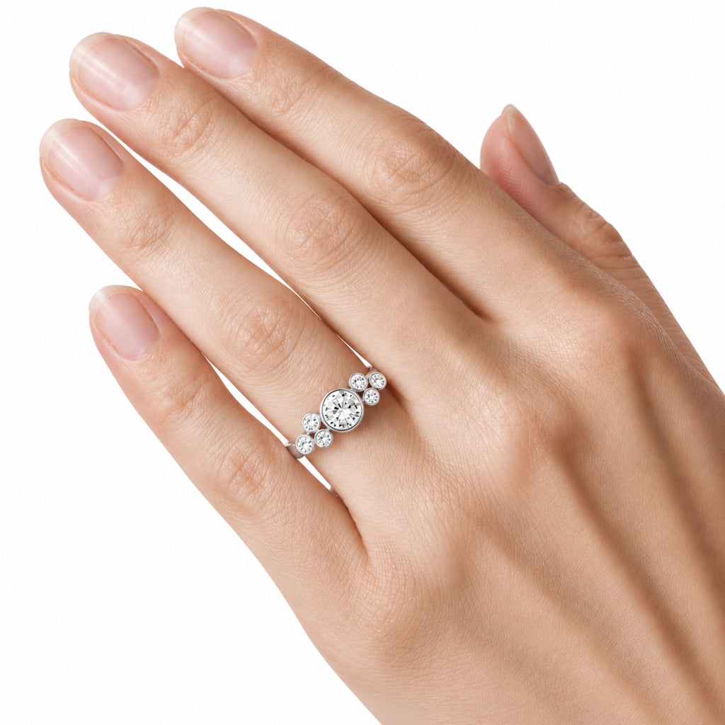 2.00 Carat T.W. Round-cut Lab Grown Diamond (F/VS+) 14K Gold Bezel Set 7 Stone Ring