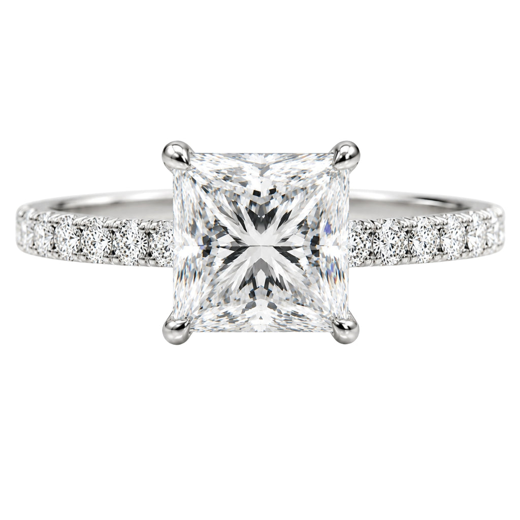 1.50-4.50 Carat T.W. Princess and Round-cut Lab Grown Diamond (F/VS+) 14K Gold Solitaire Band Ring