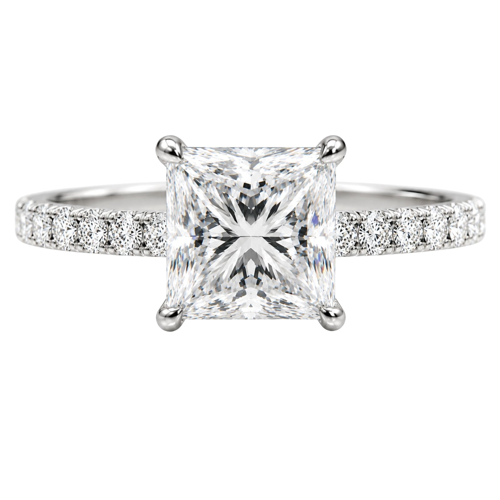 1.50-4.50 Carat T.W. Princess and Round-cut Lab Grown Diamond (F/VS+) 14K Gold Solitaire Band Ring