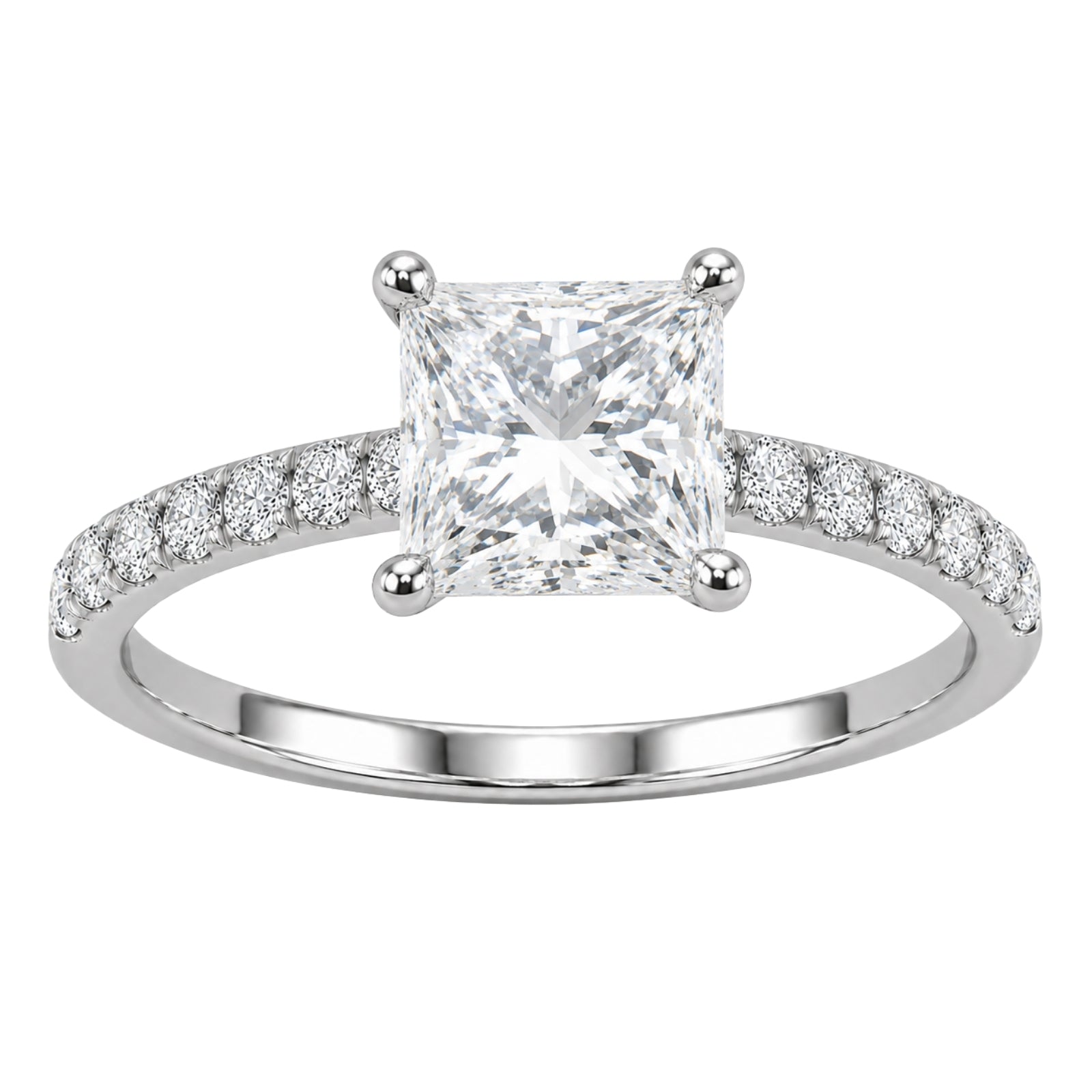 1.50-4.50 Carat T.W. Princess and Round-cut Lab Grown Diamond (F/VS+) 14K Gold Solitaire Band Ring