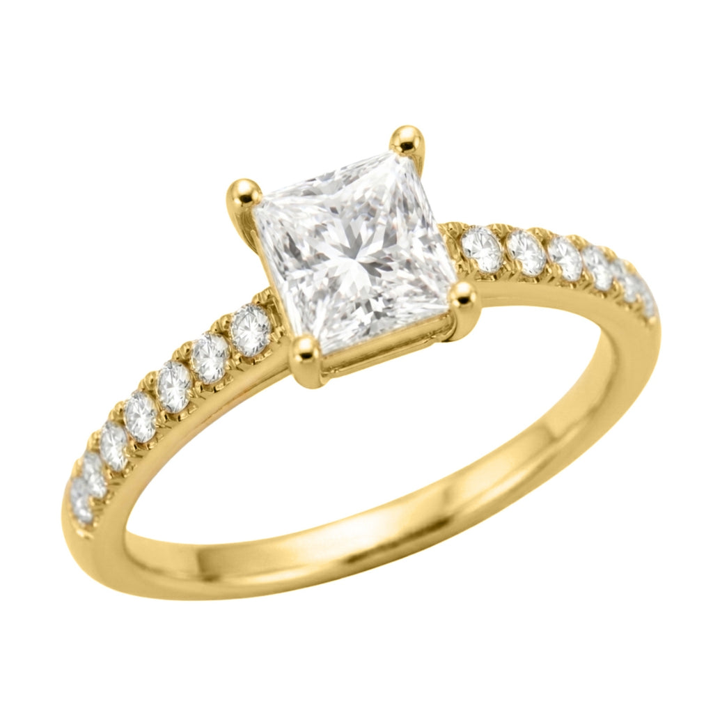 1.50-4.50 Carat T.W. Princess and Round-cut Lab Grown Diamond (F/VS+) 14K Gold Solitaire Band Ring