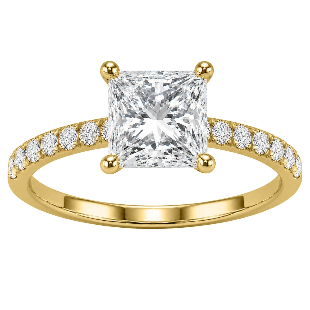 1.50-4.50 Carat T.W. Princess and Round-cut Lab Grown Diamond (F/VS+) 14K Gold Solitaire Band Ring