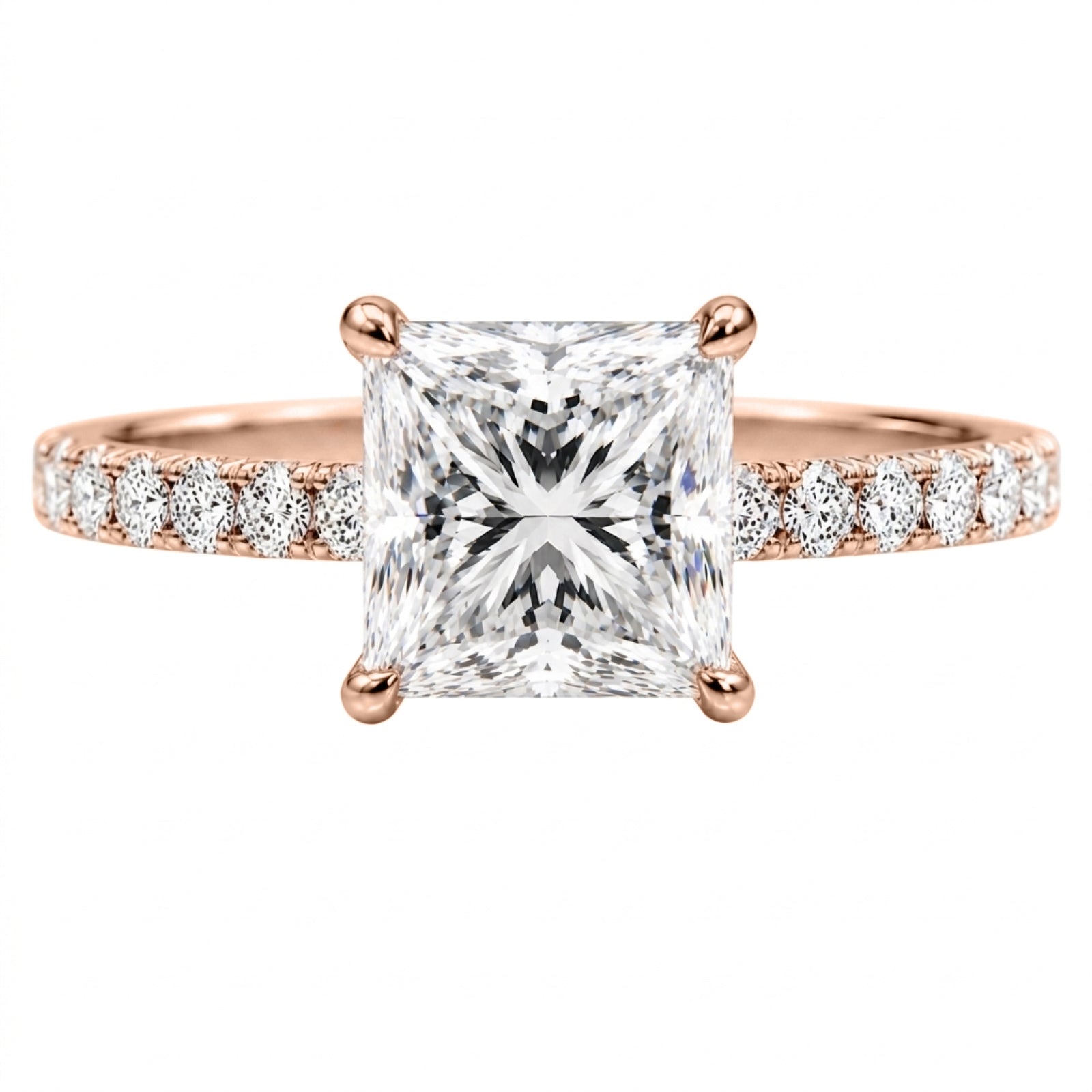 1.50-4.50 Carat T.W. Princess and Round-cut Lab Grown Diamond (F/VS+) 14K Gold Solitaire Band Ring