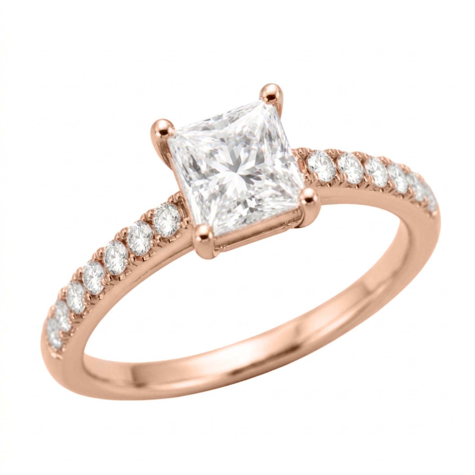 1.50-4.50 Carat T.W. Princess and Round-cut Lab Grown Diamond (F/VS+) 14K Gold Solitaire Band Ring