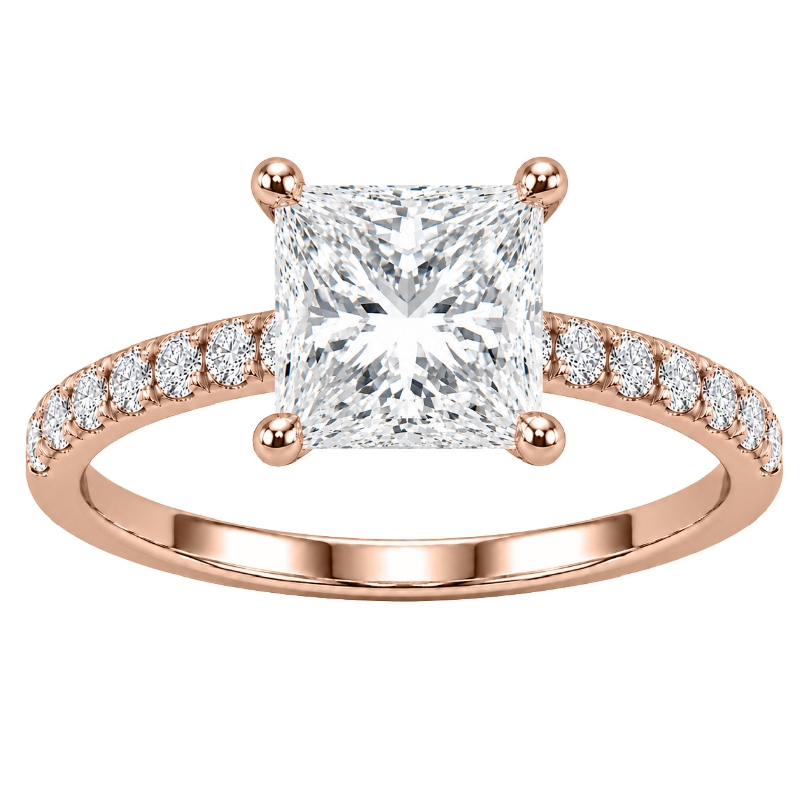 1.50-4.50 Carat T.W. Princess and Round-cut Lab Grown Diamond (F/VS+) 14K Gold Solitaire Band Ring