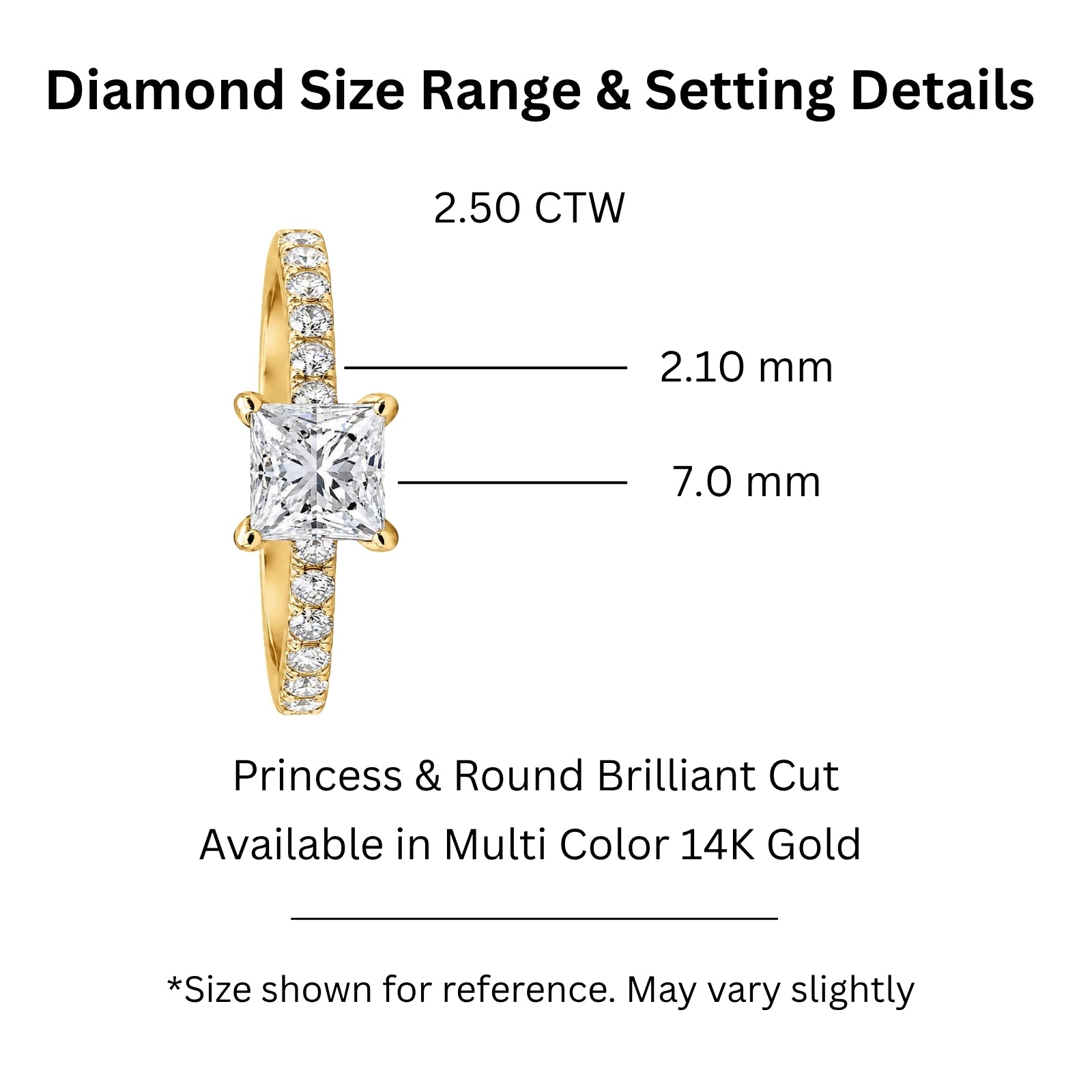 1.50-4.50 Carat T.W. Princess and Round-cut Lab Grown Diamond (F/VS+) 14K Gold Solitaire Band Ring