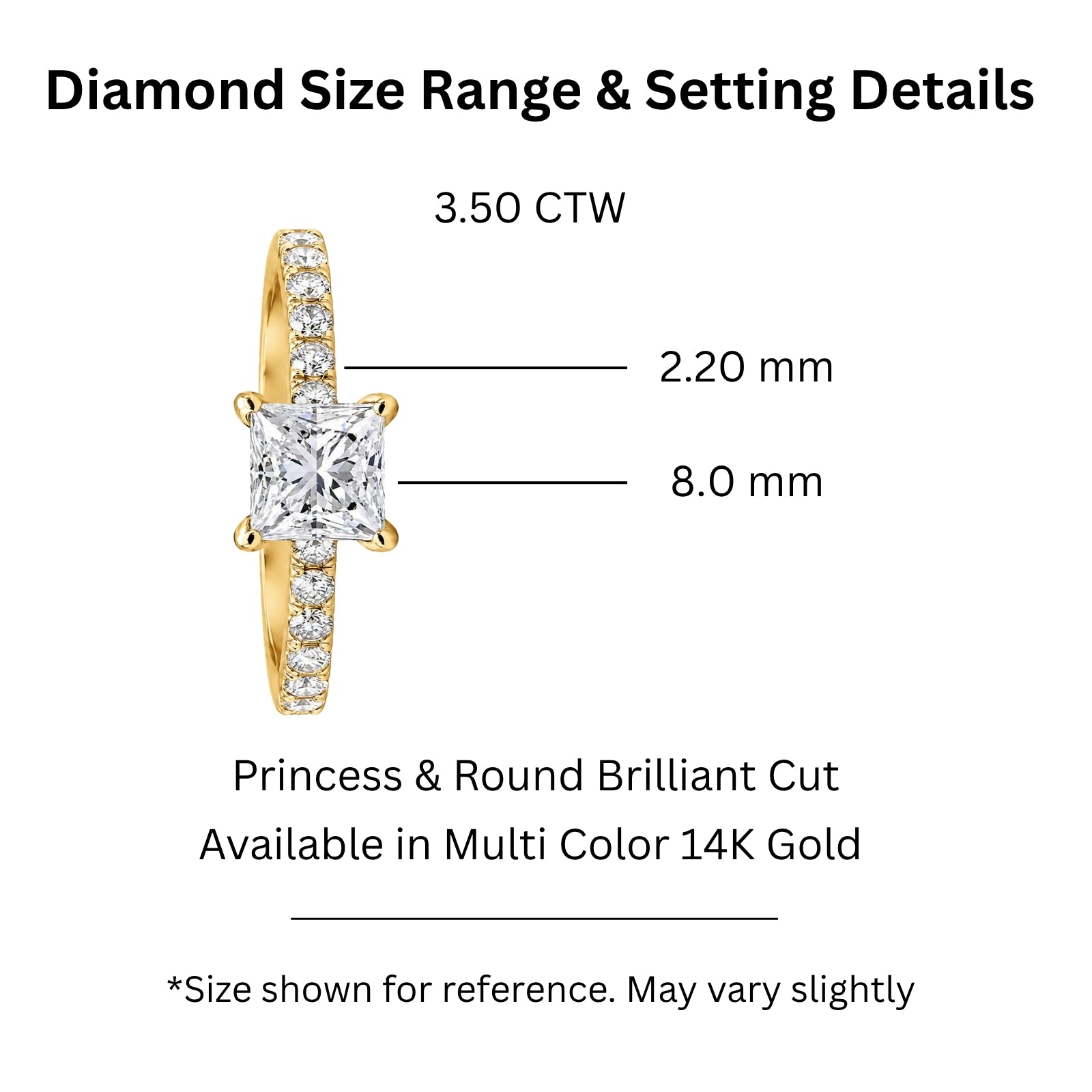 1.50-4.50 Carat T.W. Princess and Round-cut Lab Grown Diamond (F/VS+) 14K Gold Solitaire Band Ring