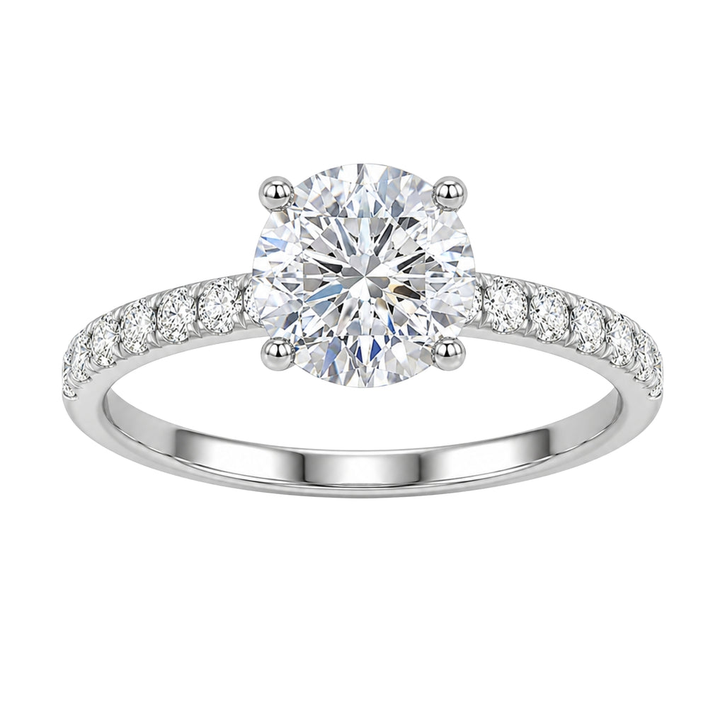 1.50-4.50 Carat T.W. Round-cut Lab Grown Diamond (F/VS+) 14K Gold Solitaire Band Ring