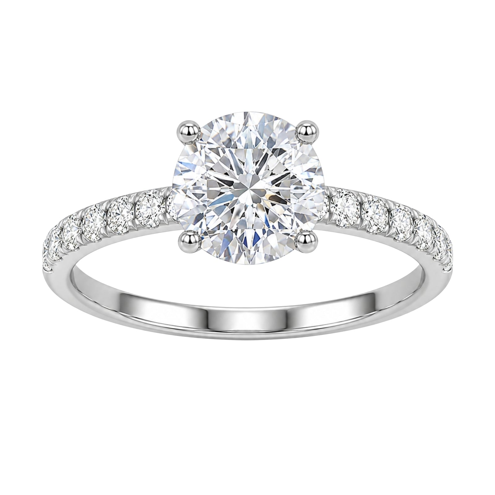 1.50-4.50 Carat T.W. Round-cut Lab Grown Diamond (F/VS+) 14K Gold Solitaire Band Ring