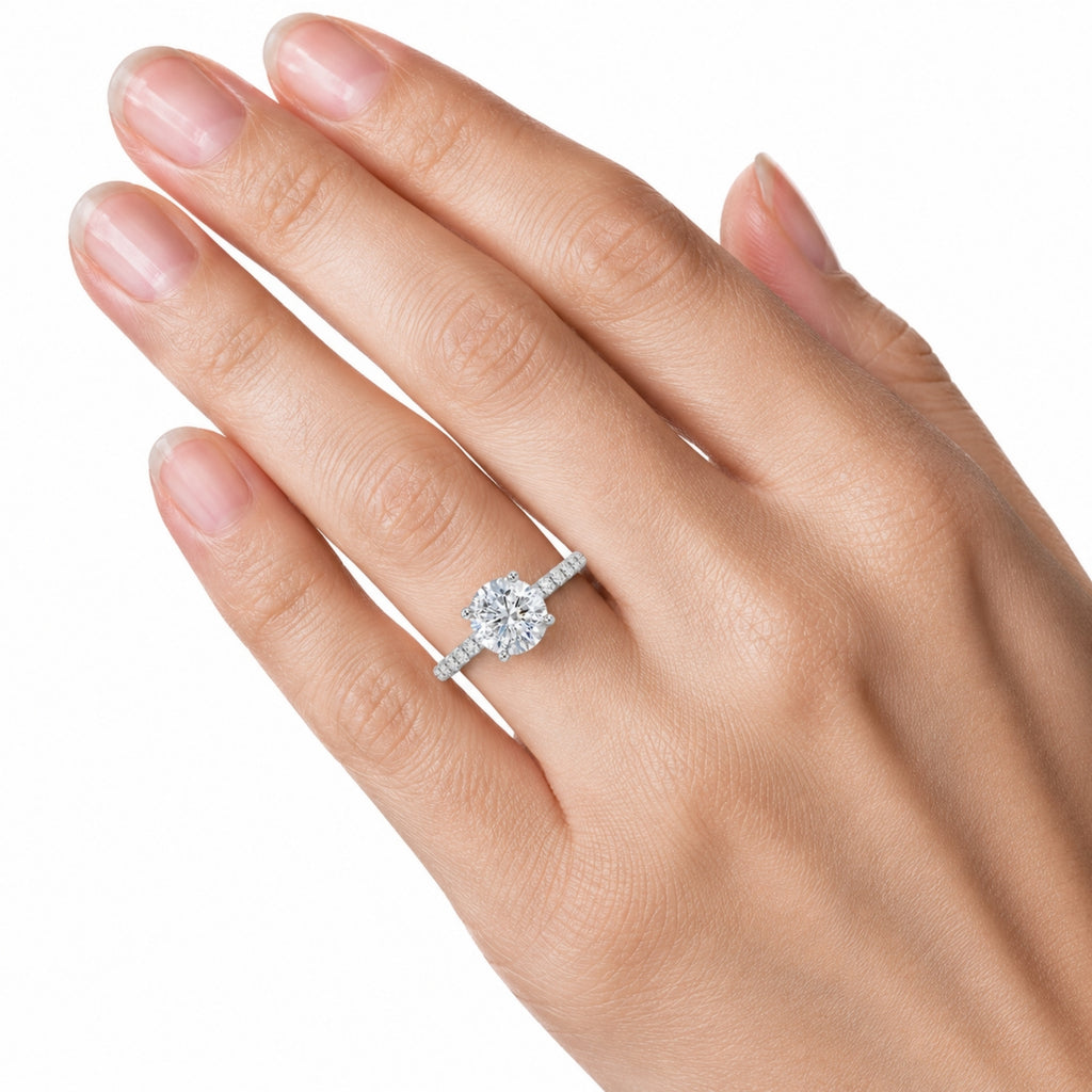 1.50-4.50 Carat T.W. Round-cut Lab Grown Diamond (F/VS+) 14K Gold Solitaire Band Ring