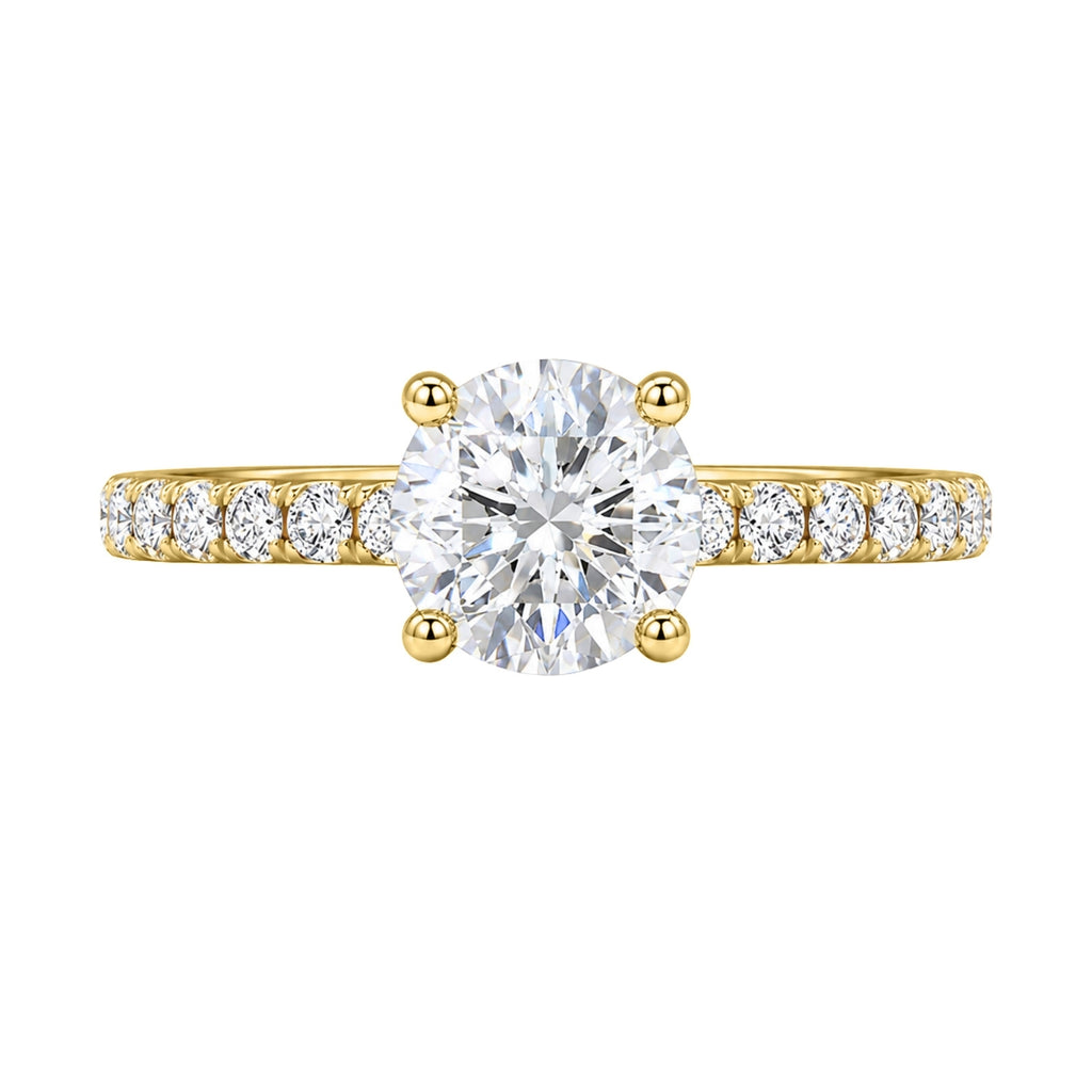 1.50-4.50 Carat T.W. Round-cut Lab Grown Diamond (F/VS+) 14K Gold Solitaire Band Ring