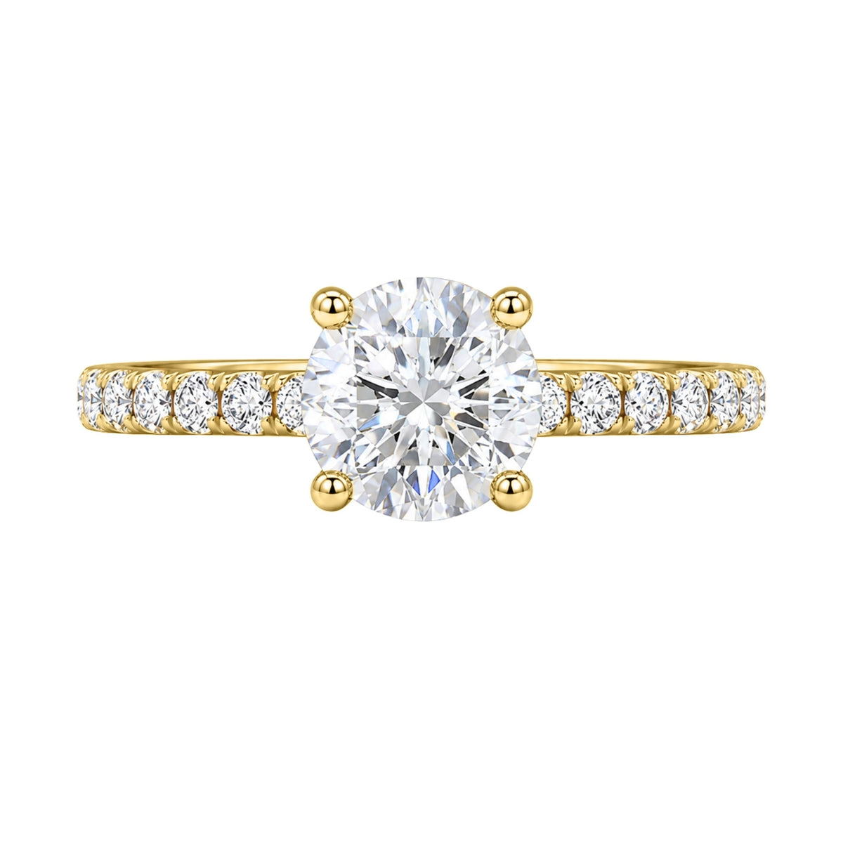 1.50-4.50 Carat T.W. Round-cut Lab Grown Diamond (F/VS+) 14K Gold Solitaire Band Ring