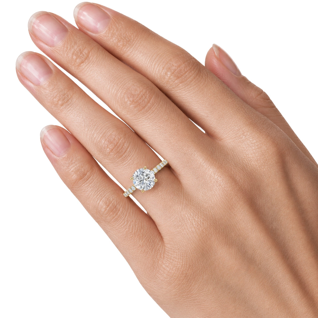 1.50-4.50 Carat T.W. Round-cut Lab Grown Diamond (F/VS+) 14K Gold Solitaire Band Ring