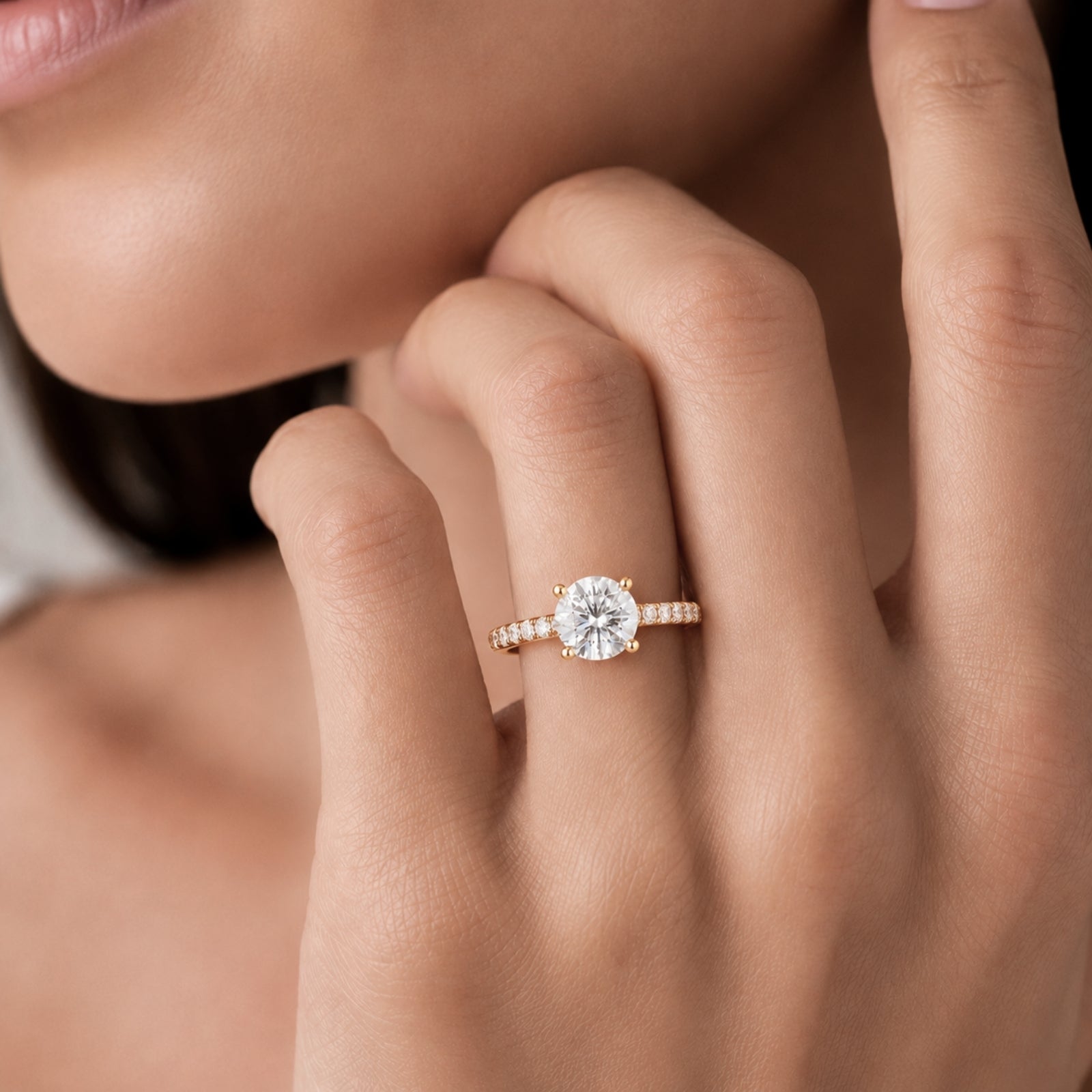 1.50-4.50 Carat T.W. Round-cut Lab Grown Diamond (F/VS+) 14K Gold Solitaire Band Ring