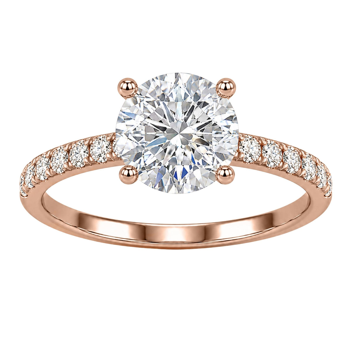 Diamonair Solitaire Band Ring Set - Lab Grown Diamond 14K Gold Solitaire Band Ring