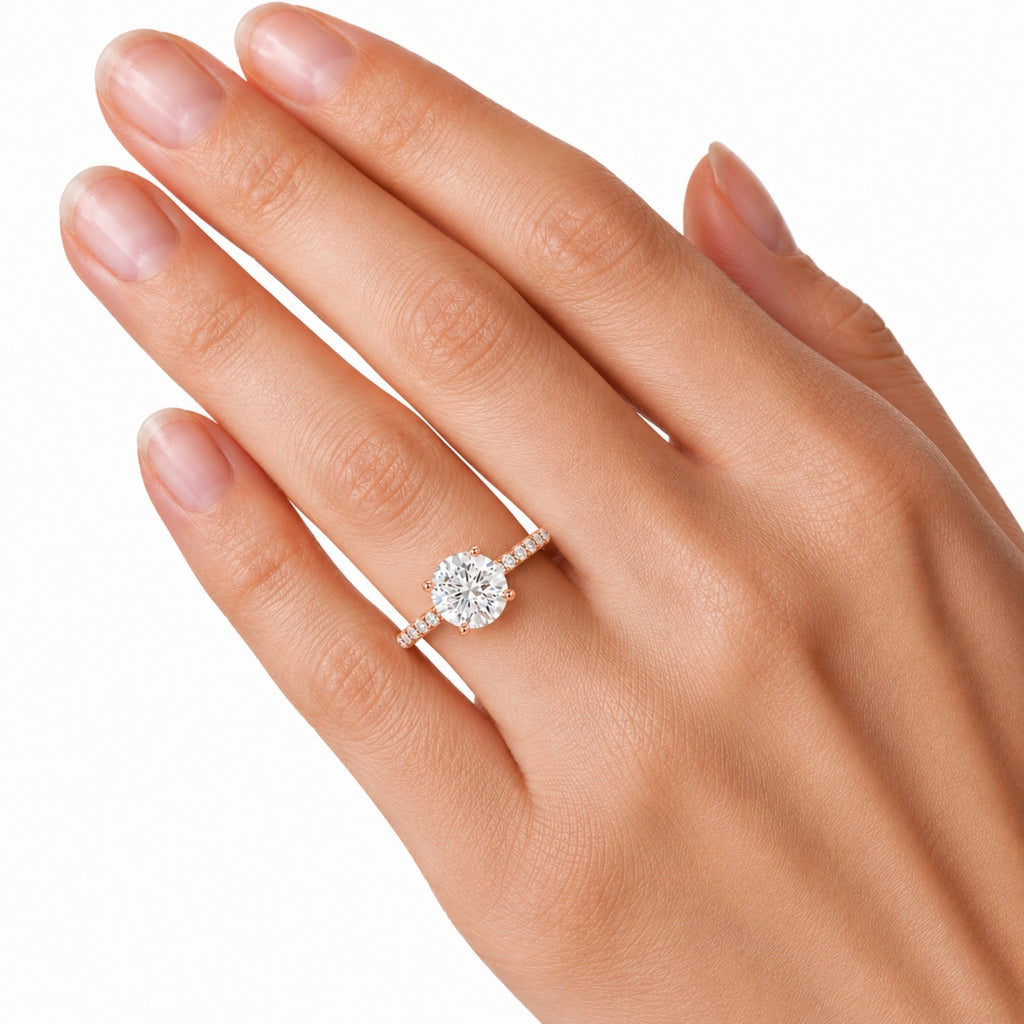 1.50-4.50 Carat T.W. Round-cut Lab Grown Diamond (F/VS+) 14K Gold Solitaire Band Ring