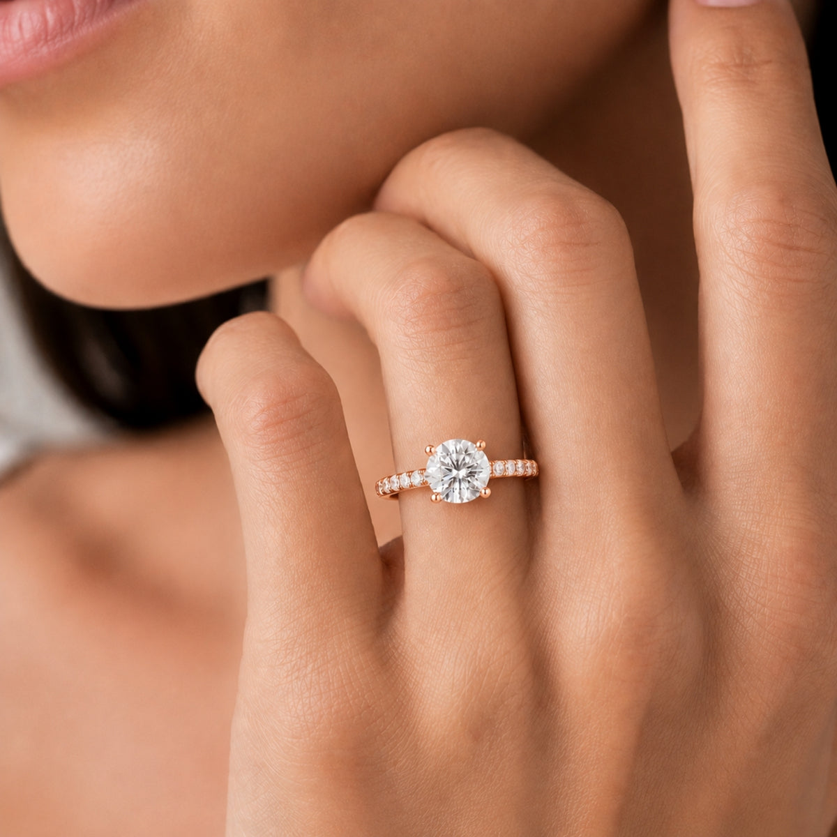 1.50-4.50 Carat T.W. Round-cut Lab Grown Diamond (F/VS+) 14K Gold Solitaire Band Ring