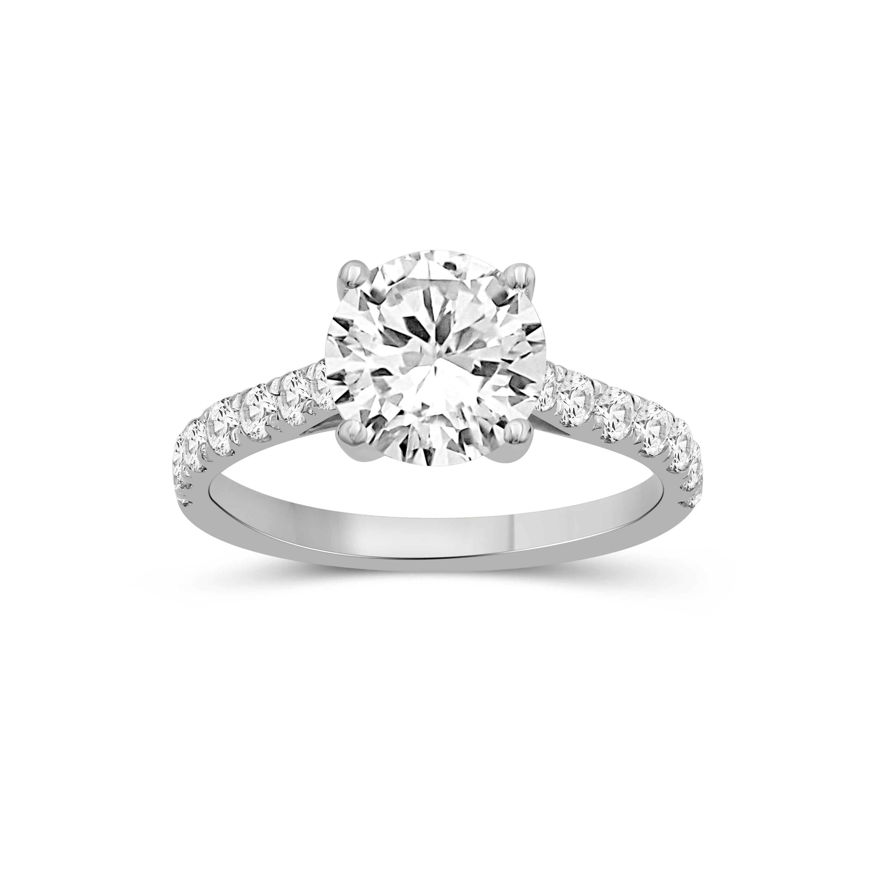 1.50-4.50 Carat T.W. Round-cut Lab Grown Diamond (F/VS+) 14K Gold Solitaire Band Ring