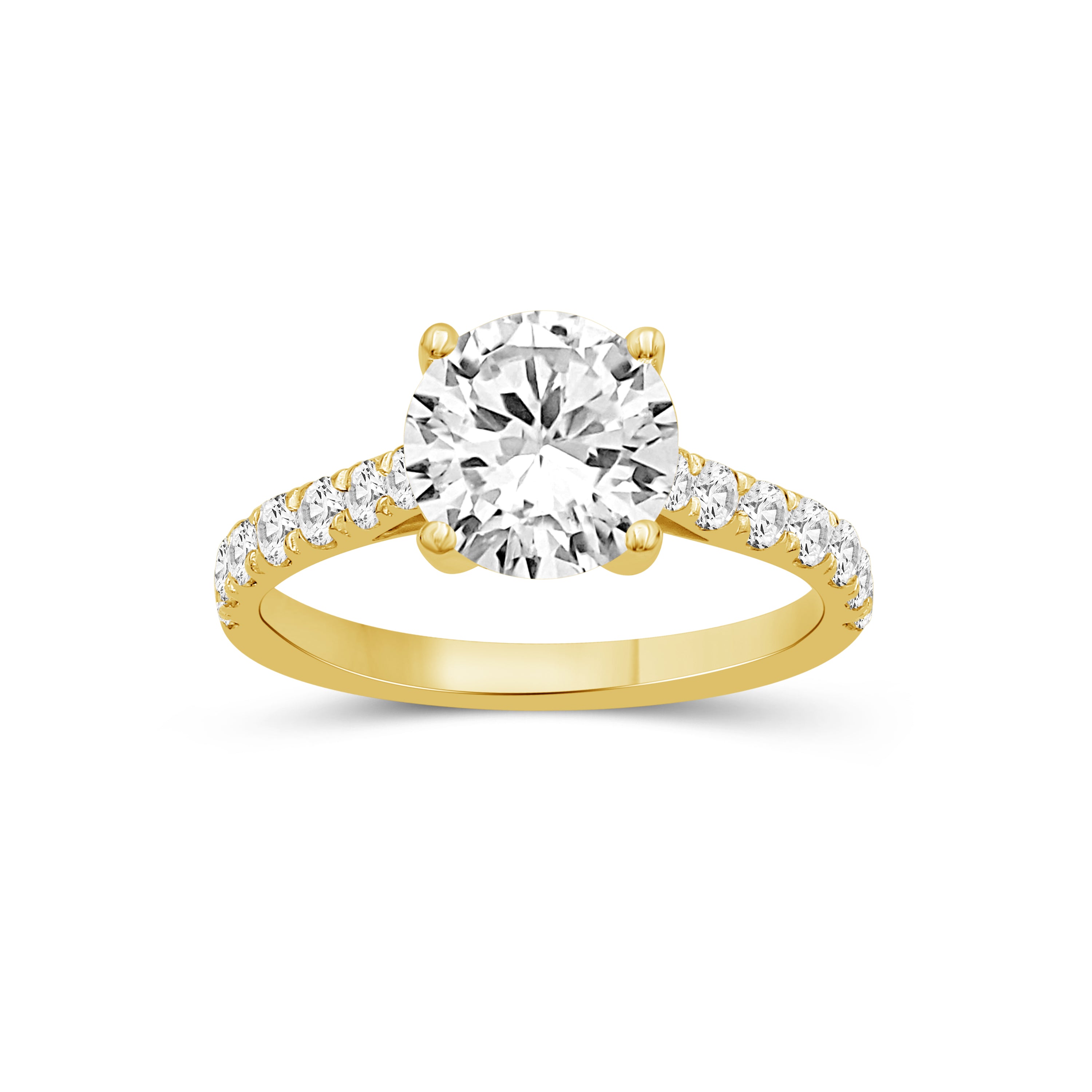 1.50-4.50 Carat T.W. Round-cut Lab Grown Diamond (F/VS+) 14K Gold Solitaire Band Ring